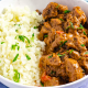 West African Peanut Beef Stew on Cauliflower Rice