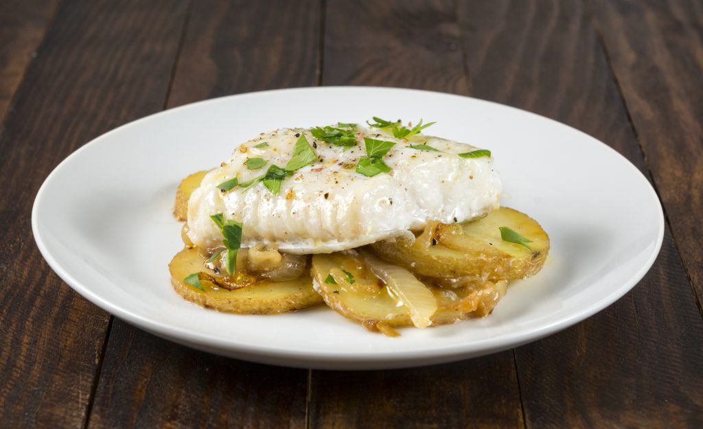 Greek-Inspired Roasted Halibut and Potatoes