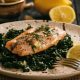 Roasted Salmon with Garlic Cabbage and Kale